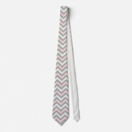 Corbata Rosa, blanco desvaído y gris claro en forma de che