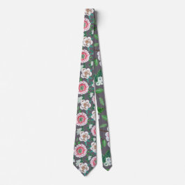 Corbata Rosa botánico, gris, verde Floral