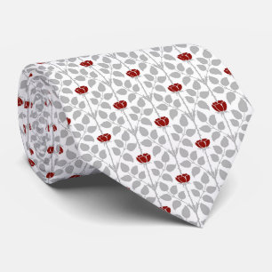 Corbata Rosa Briar Rojo y Plateado