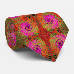 Corbata Rosa Caliente Groovy Abstracto Retro Torbellino Lí