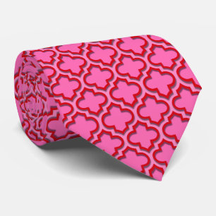 Corbata Rosa Caliente Rojo Patrón Marroquí de Cuatrefoil #