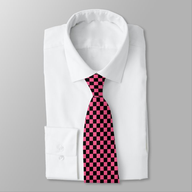 Corbata Rosa caliente y negro (Atado)