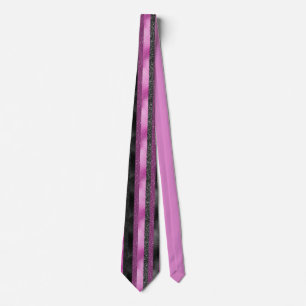 Corbata Rosa Chic Negro Brillo Raya Glam Personalizado