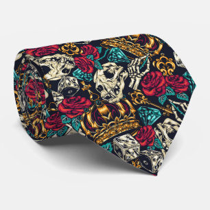 Corbata Rosa de cráneo de dados, modelo de juego excéntric