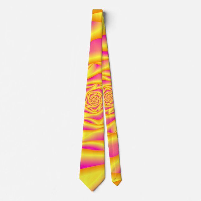 Corbata Rosa de espiral de los lazos de cuello en amarillo (Anverso)