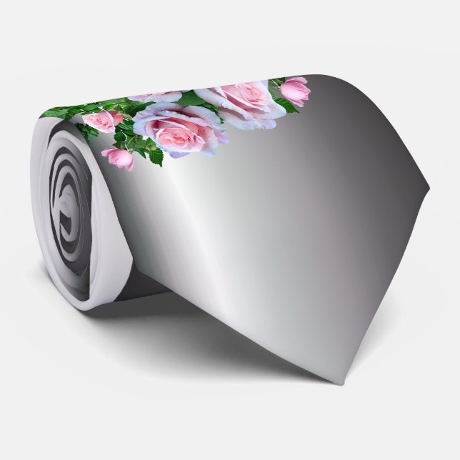 Corbata Rosa de Flores Rosa (Enrollado)