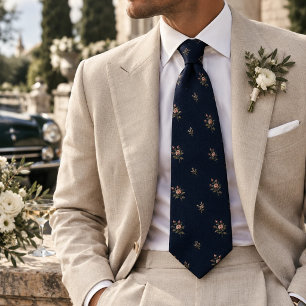 Corbata Rosa de la Marina de Medianoche Patrón Botánico Pa