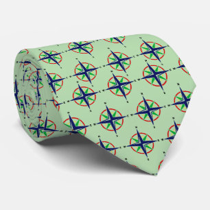 Corbata Rosa de los vientos náutica de 5 colores con fondo