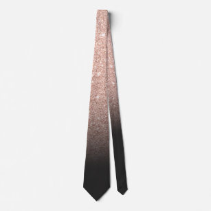 Corbata rosa de moda purpurina de oro negro boda espumoso 
