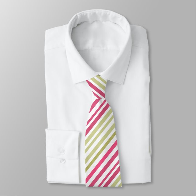 Corbata rosa de oliva rayada (Atado)