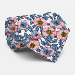 Corbata Rosa de perro y mariposas