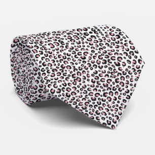 Corbata Rosa Dorado Elegante Patrón de Leopardo Negro