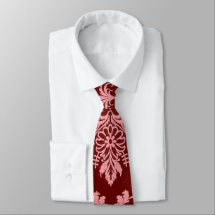 Corbata Rosa en Maroon Damask