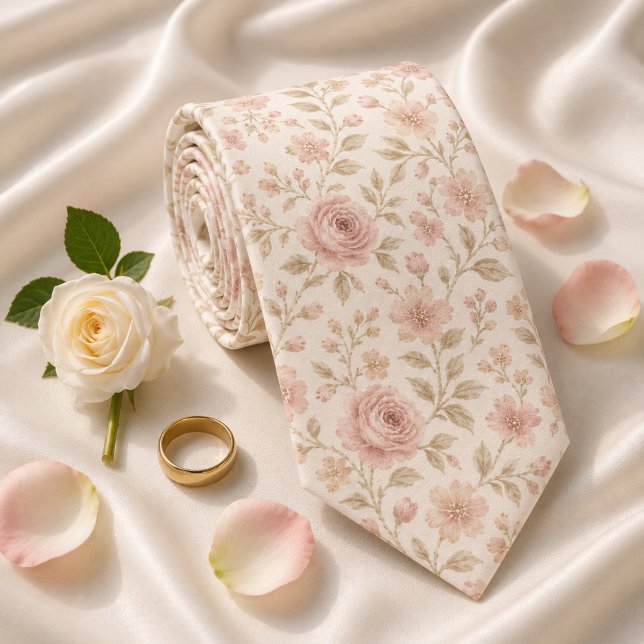 Corbata Rosa Floral Boda con Tono Suave (Subido por el creador)
