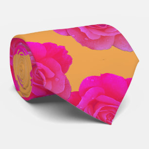 Corbata Rosa floral naranja rosa elegante regalo fiesta fa