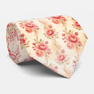 Corbata Rosa Floral Suave Malva