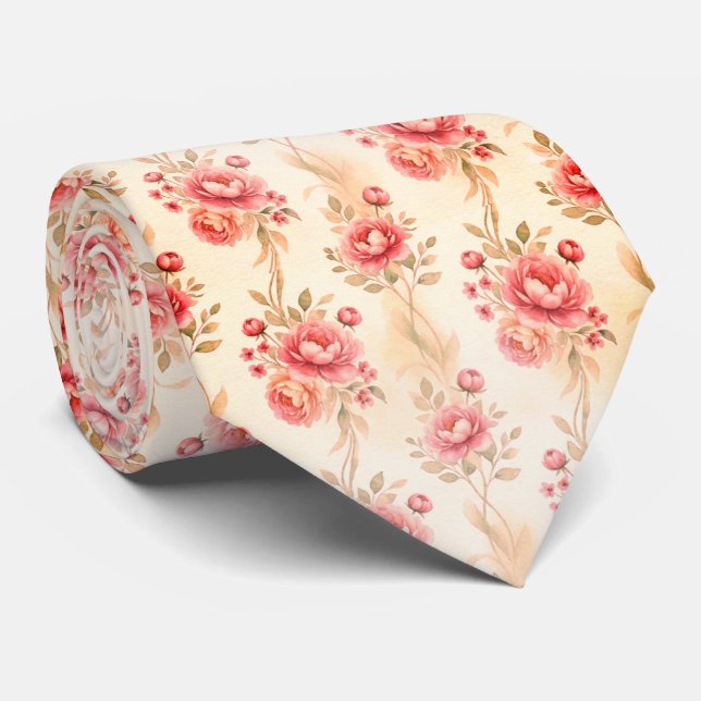 Corbata Rosa Floral Suave Malva (Enrollado)
