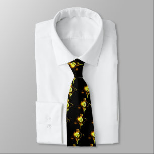 Corbata Rosa FRACTAL AMARILLO Y MARRÓN EN NEGRO