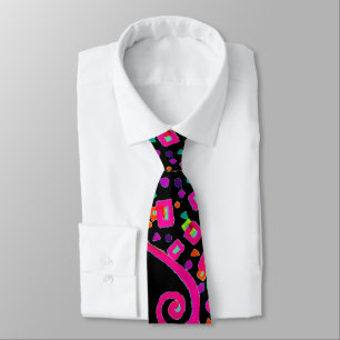 Corbata ROSA FUCsia NEGRO ABSTRACTO DECO
