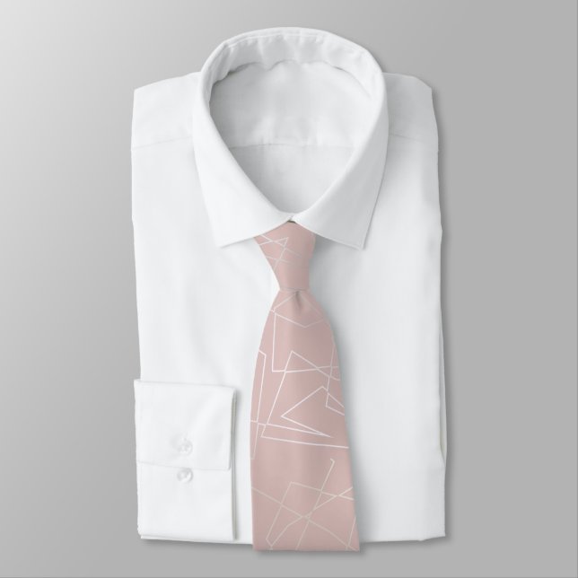 Corbata Rosa geométrico de plata moderno elegante de los (Atado)