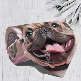 Corbata Rosa Gris Tirado Bulldog Francés Perro Mascota Cor