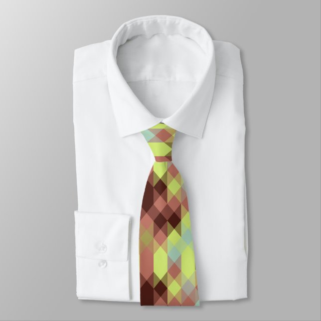 Corbata rosa, lima, amarillo y geométrico de grano de café (Atado)