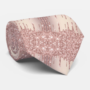 Corbata Rosa Oro Purpurina Rubor