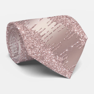 Corbata Rosa Oro Purpurina Rubor Esparkle Fiesta De Cuello