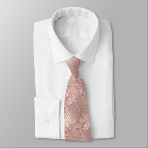 Corbata Rosa Oro Purpurina Rubor Perforaciones Boda Corbat