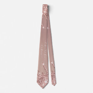 Corbata Rosa Oro Purpurina Rubor Personalizado de texto Co