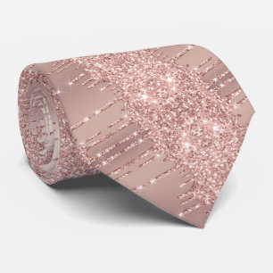 Corbata Rosa Oro Purpurina Rubor Rasca Rasgos De Cuero