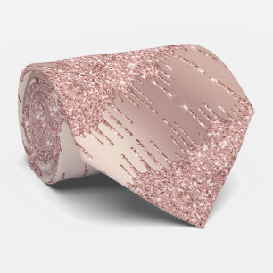 Corbata Rosa Oro Rubor Purpurina de puntas de espuma