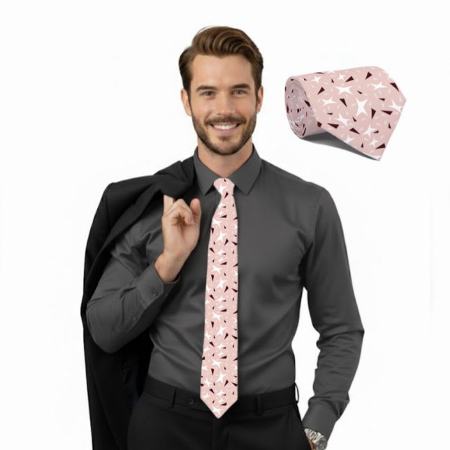 Corbata rosa pálido con patrón de estrellas y triá (Subido por el creador)