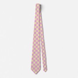 Corbata Rosa Pastel y Cuadros Amarillos Claros