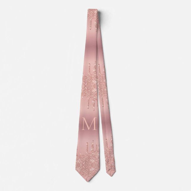 Corbata Rosa Purpurina de oro con espárragos y letra Perso (Anverso)