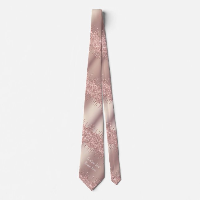 Corbata Rosa Purpurina de oro con espumoso empate con text (Anverso)