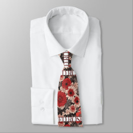 Corbata Rosa roja blanca