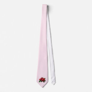 Corbata Rosa Roja con barras y hojas