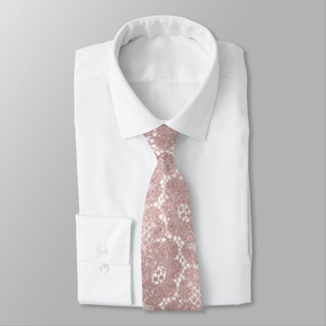 Corbata Rosa Royal Lace Boda Floral Cuello Bridal (Atado)