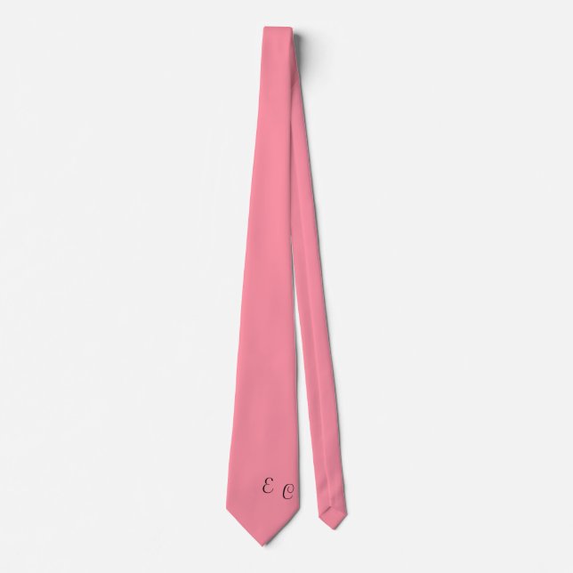 Corbata rosa salmón monogramado (Anverso)