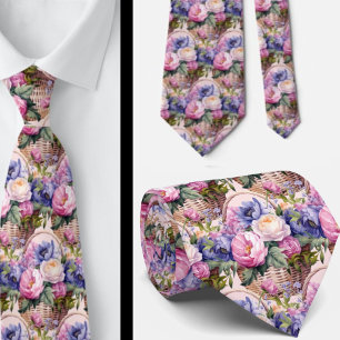 Corbata Rosa sonrojado Azul Violeta Flores Floral