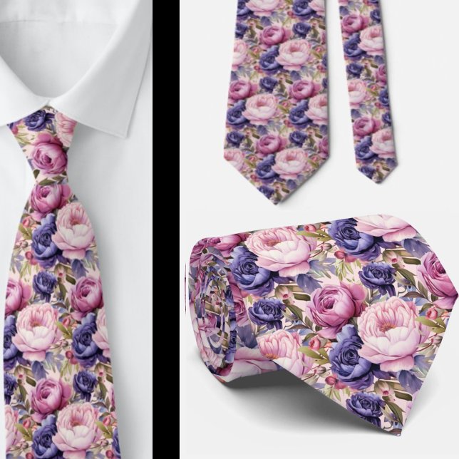 Corbata Rosa sonrojado Azul Violeta Flores Floral (Subido por el creador)