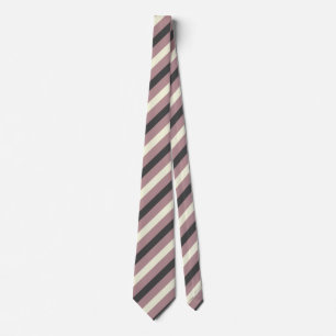 Corbata Rosa turbio, Beige y franjas grises de carbón vege