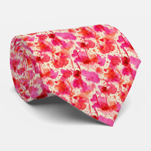 Corbata Rosa Vibrante y Rojo Jugoso Aquarela