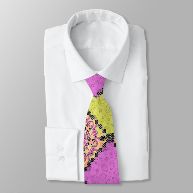 Corbata Rosa y cal, patchwork (Atado)