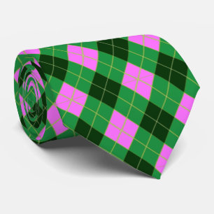 Corbata Rosa y Verde Escocés Preppy