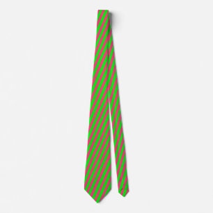 Corbata Rosa y verde rayados