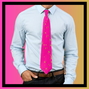 Corbata Rosado caliente y fiasco de oro
