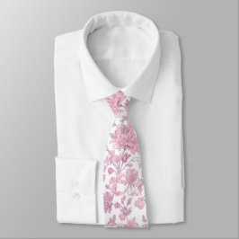 Corbata Rosado y blanco Chinoiserie Floral 