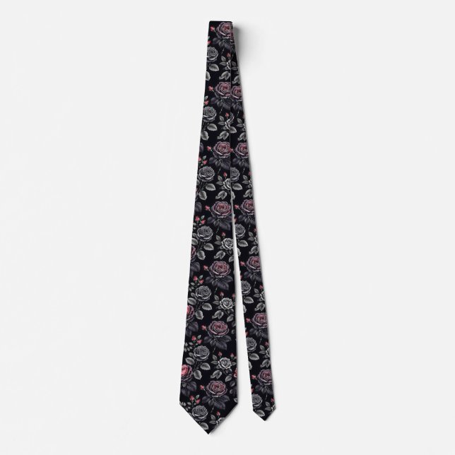 Corbata Rosas Black Pink  (Anverso)